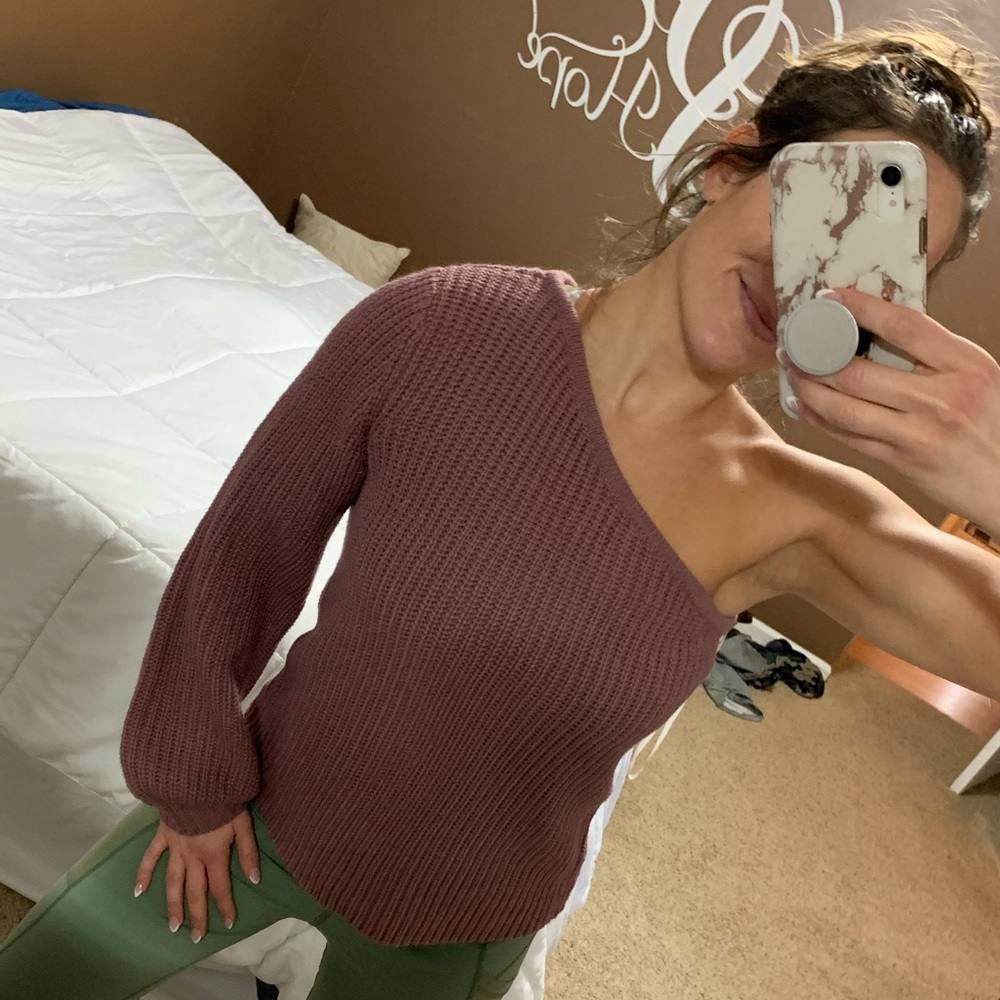 1-sleeve off the shoulder sweater